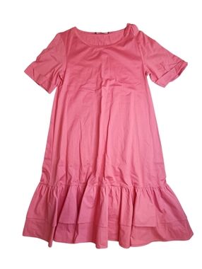 MaxMara Weekend Tiered Ruffle Hem Midi Dress - Short Sleeve Babydoll Pink Size M